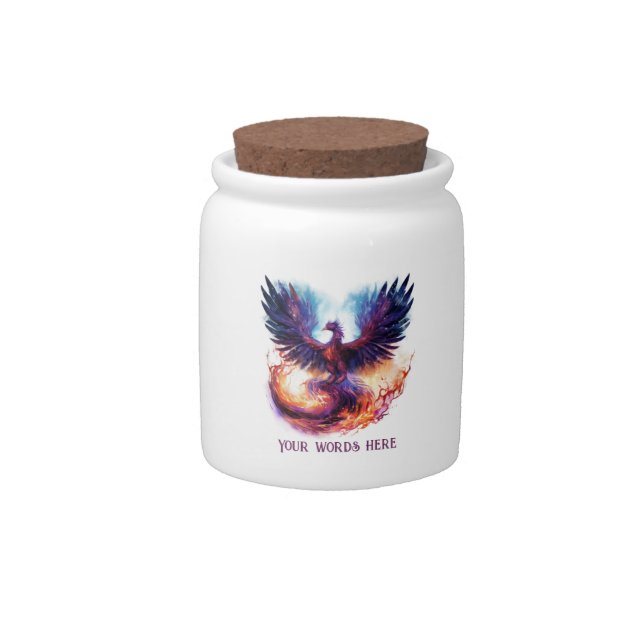 Create Your Own Mythical Phoenix Firebird Wish Candy Jar (Front)