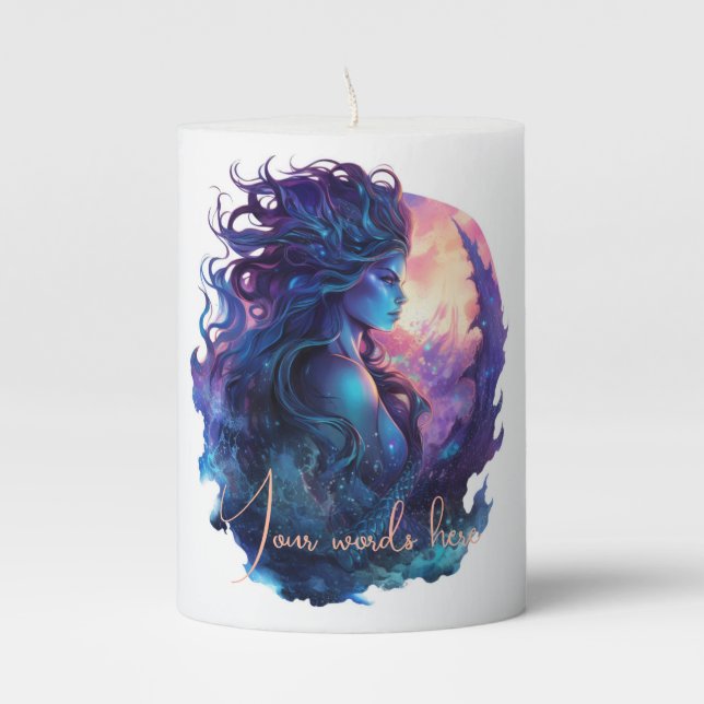 Create Your Own Mythical Siren Mermaid Pillar Candle (Front)