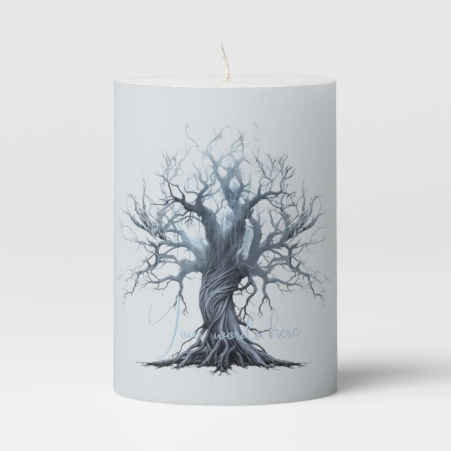 Create Your Own Mytsical Blue Raven Pillar Candle (Front)
