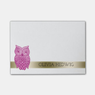 Create Your Own Name Cute Pink Owl Personalized Post-it Notes