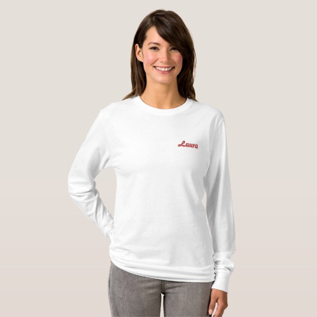 Create Your Own Name Embroidered Long Sleeve T-Shirt (Front Full)