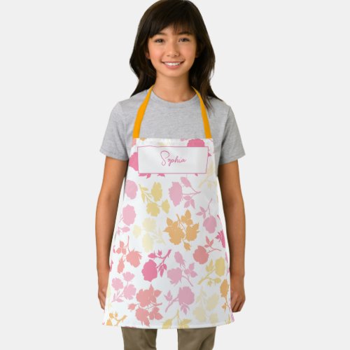 create your own Name Flowers Print Apron for Kids