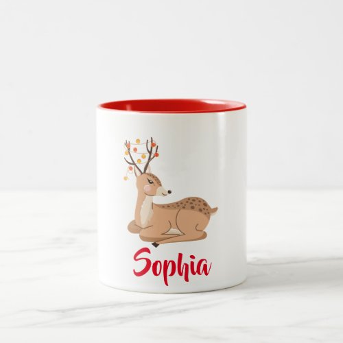 Create Your Own Name Funny Christmas Reindeer Two_Tone Coffee Mug
