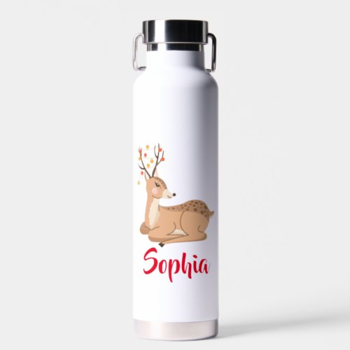Create Your Own Name Funny Christmas Reindeer Water Bottle