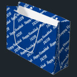 Create Your Own Name Happy Hanukkah Large Gift Bag<br><div class="desc">Create Your Own Name Happy Hanukkah Large Gift Bag with a blue background.</div>