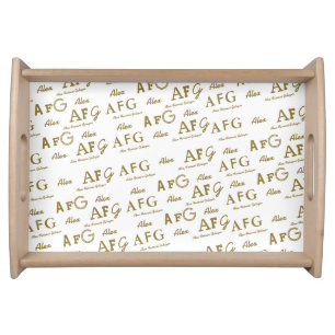 create your own name&initials custom pattern serving tray