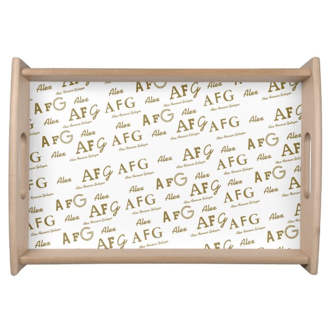 create your own name&initials custom pattern serving tray (Front)