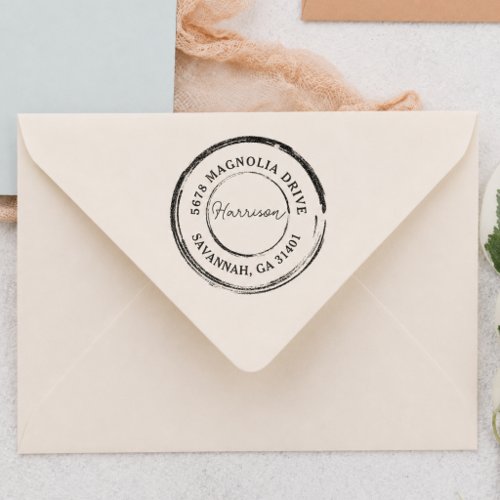 Create Your Own Name Modern Round Return Address Rubber Stamp