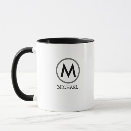 create your own name monogram black white mug