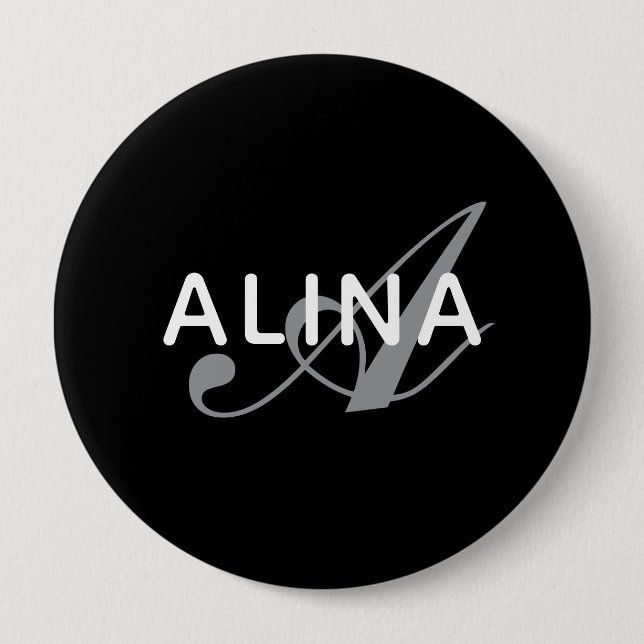 Create Your Own Name Monogram Design 4'' Round Button (Front)
