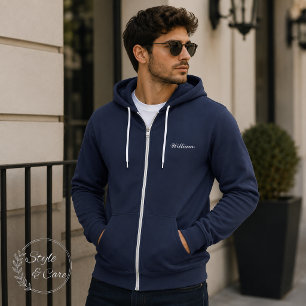 Create Your Own Name on This Navy Full Zip Hoodie