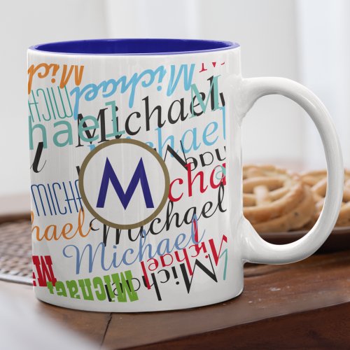 Create your own name pattern color Two_Tone coffee mug