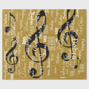 create your own name pattern . glitter musical wrapping paper