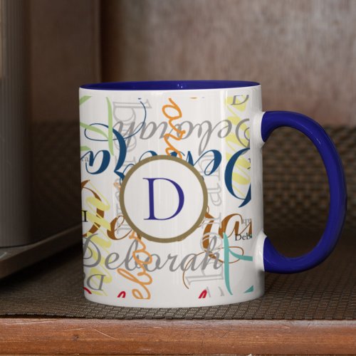 create your own name pattern with monogram mug