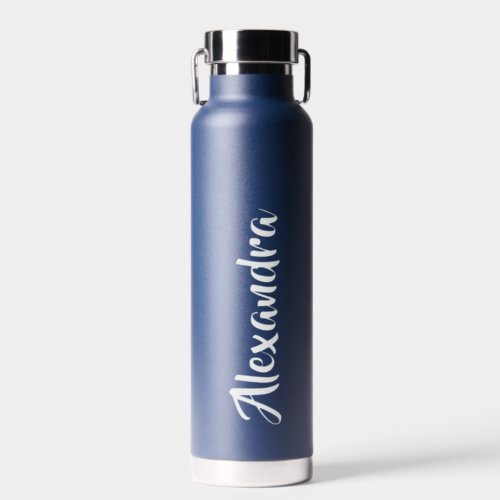 Create Your Own Name Script Navy Blue Wedding  Water Bottle