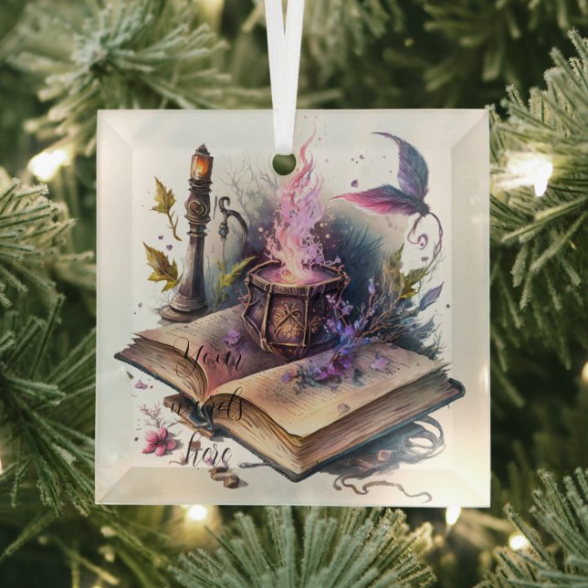 Create Your Own Nature Witch Spell Book Glass Ornament (Insitu)