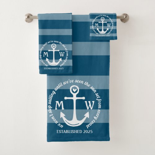 Create Your Own Nautical Anchor Heart Coastal Logo Bath Towel Set