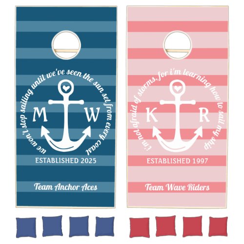 Create Your Own Nautical Anchor Heart Coastal Logo Cornhole Set