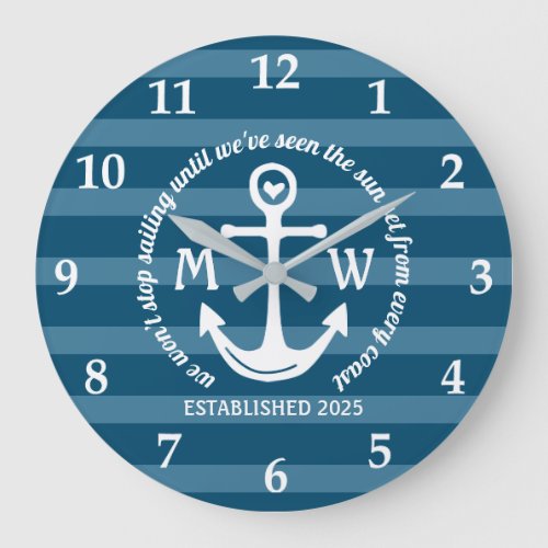 Create Your Own Nautical Anchor Heart Coastal Logo Large Clock