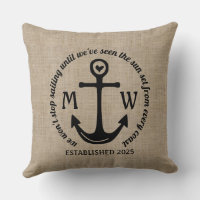 Rustic Beach Anchor & Rope Burlap Pillow Set