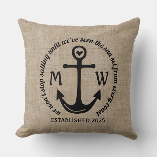 Create Your Own Nautical Anchor Heart Coastal Logo Throw Pillow