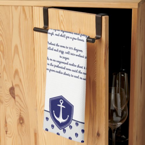Create your own Nautical Anchor Recipe keepsake  Kitchen Towel