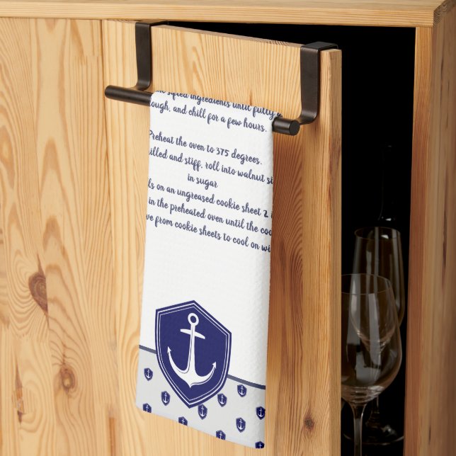 Create your own Nautical Anchor Recipe keepsake  Kitchen Towel (Thirds Fold)