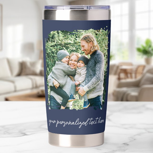 Create Your Own Navy Blue 2 Photo Insulated Tumbler (Creator Uploaded)