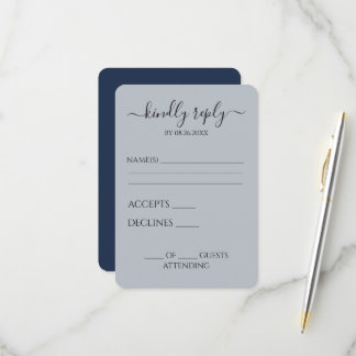 Create Your Own Navy Blue Customizable RSVP Card