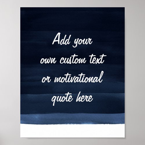 Create Your Own Navy Blue Watercolor   Poster