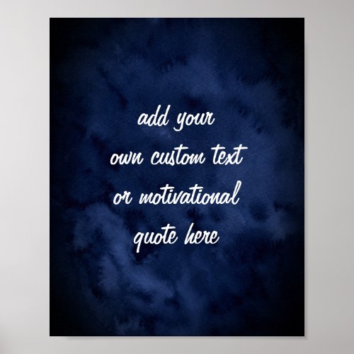 Create Your Own Navy Blue Watercolor  Poster