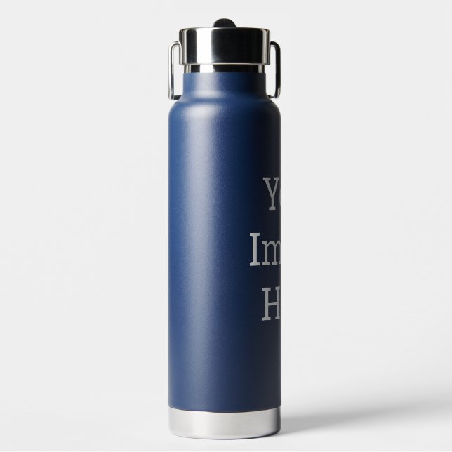 Custom Water Bottle Style: Thor Copper Vacuum Insulated Bottle, Size: Water Bottle (25 oz) - w/ pop-up straw, Color: Navy (Front)