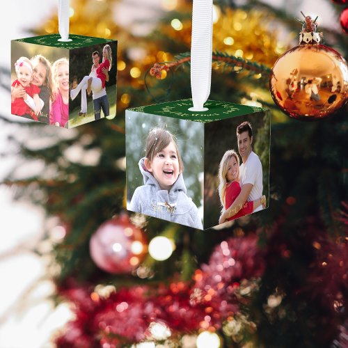 Create Your Own Newlywed Couple Family Kids Photo Cube Ornament
