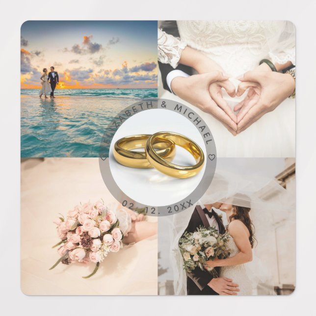 Create Your Own Newlyweds Wedding Photo Collage Labels (Design 1)