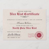 Create your own Nice List Certificate form Santa