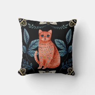 Create Your Own Nordic Red Cat Throw Pillow