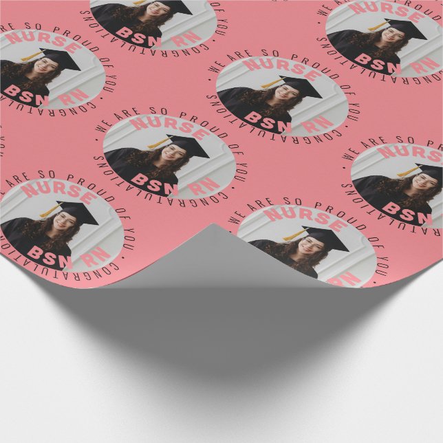 create your own nurse graduate BSN RN photo Wrapping Paper (Corner)