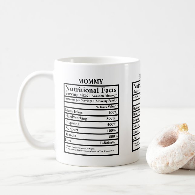 Create your own nutritional facts Mothers day Coffee Mug (With Donut)