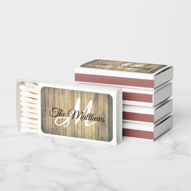 Create Your Own Oak Rustic Monogram Farmhouse Matchboxes (Stacked)