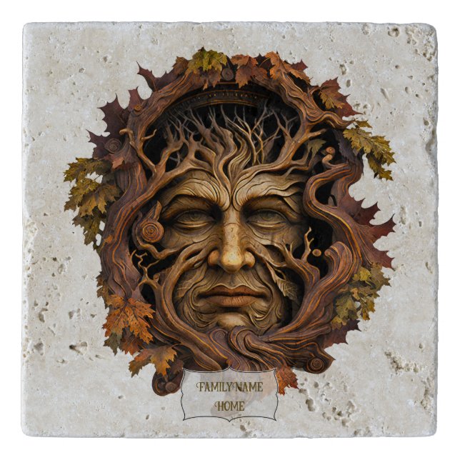 Create Your Own Oak Tree Green Man Trivet (Front)