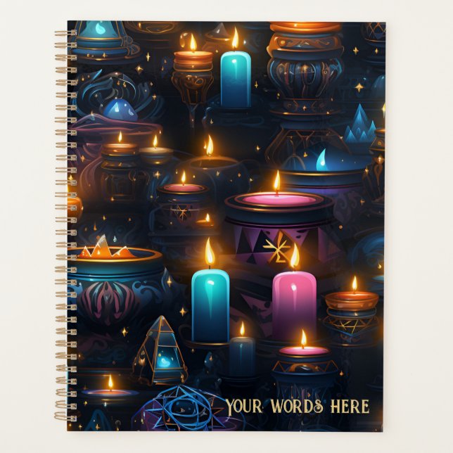 Create Your Own Occult Candles & Cauldrons Blue Planner (Front)
