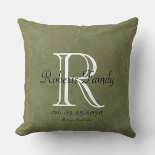 Create Your Own Olive Faux Leather Monogram Throw Pillow