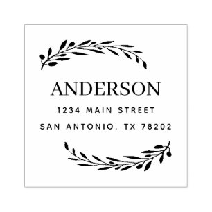 Create Your Own Olive leaves Return Address Rubber Stamp