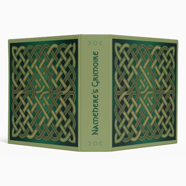 Create Your Own Ombre Green Celtic Knotwork 3 Ring Binder (Background)