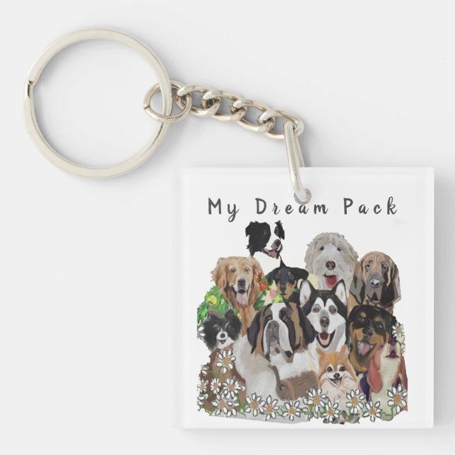 Create Your Own Or Not Template Happy Dog Pack   Keychain (Front)