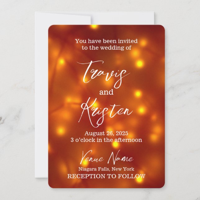 Create Your Own Orange Lights Wedding Invitation (Front)