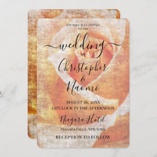 Create Your Own Orange Vintage Rose Closeup Invitation