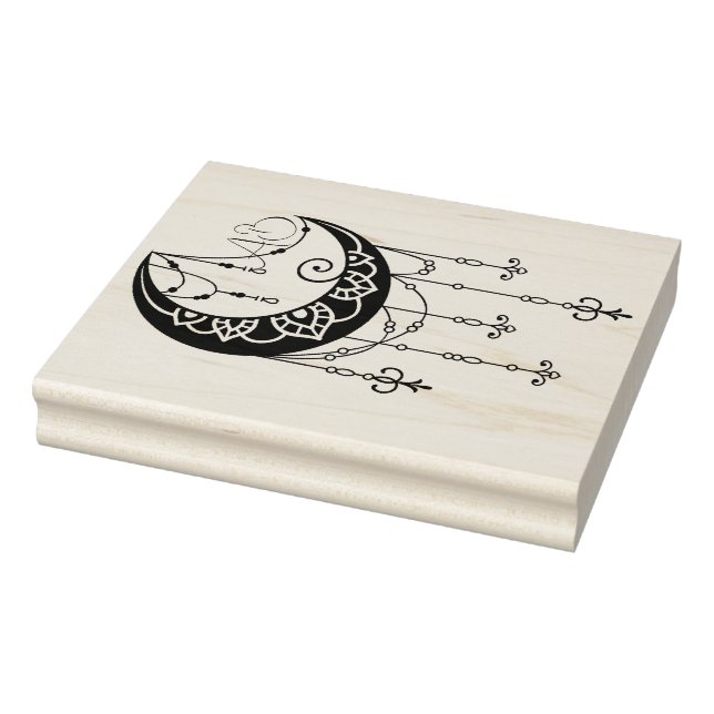 Create Your Own Ornate Boho Moon Silhouette Rubber Stamp (Stamp)