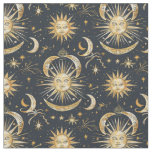Create Your Own Ornate Celestial Blue &amp; Gold Fabric