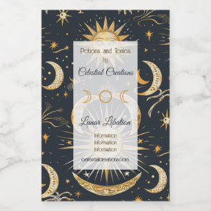 Create Your Own Ornate Celestial Blue & Gold Wine Label